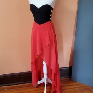 Bustier Top Hi Low Dress Side Cutouts